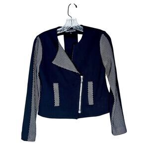 Yoana Baraschi  black faux mesh trim motorcycle jacket XS